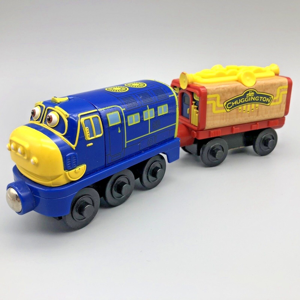 Tomy Chuggington Wooden Railway Trains Magnetic Lot‎ of 2 Musical Car & Brewster